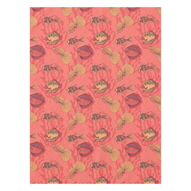 Fishes on living coral background tablecloth (Front)