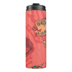 Fishes on living coral background thermal tumbler