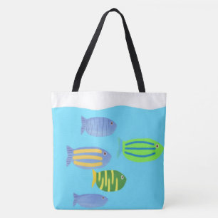 fishes painting tote bag