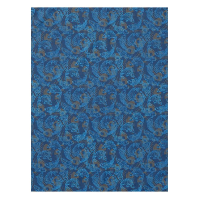 Fishes Pattern 01 Hidden bones.B DRed BG Tablecloth (Front)