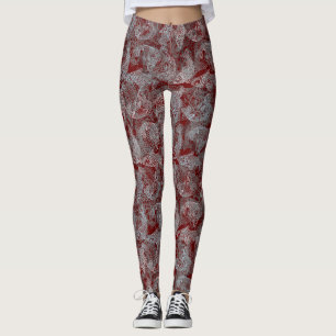Fishes pattern, dual colours b. DRed BG Leggings