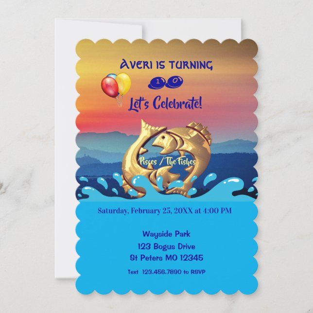 Fishes Pisces Birthday / Feb. 19 – March 20  Invitation (Front)