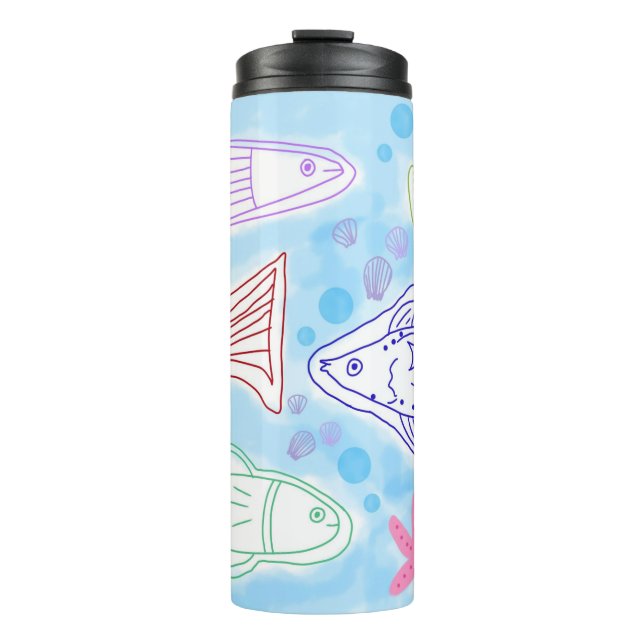 Fishes seaside art thermal tumbler (Front)