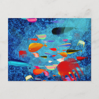 Fishes Surfing Waves Postcard