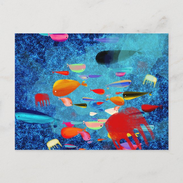 Fishes Surfing Waves Postcard (Front)