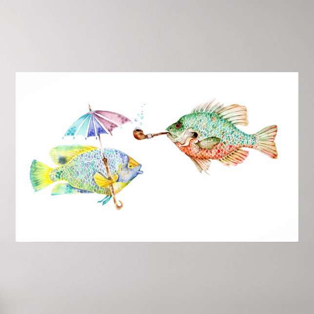 Fishes - Two Fish Art Print of watercolor painting (Front)