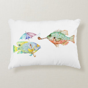 Fishes - Two Fish Art Print of watercolor painting Decorative Cushion