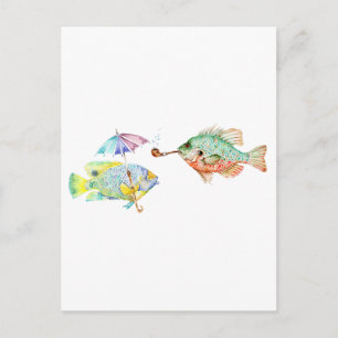 Fishes - Two Fish Art Print of watercolor painting Postcard