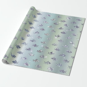 Fishes with brilliance on  wrapping paper