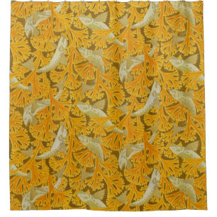 FISHES ,YELLOW ALGAES  Art Nouveau Animal Pattern Shower Curtain