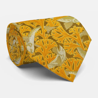 FISHES ,YELLOW ALGAES Art Nouveau Animal Pattern Tie