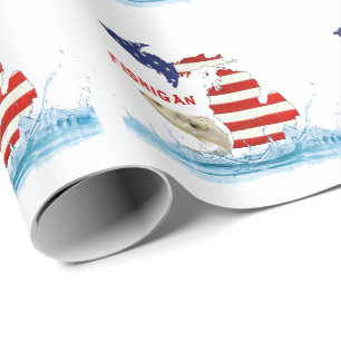 Fishgan flag with fish in water wrapping paper