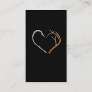 Fishhook Elk Antler Heart Hunting Love Business Card