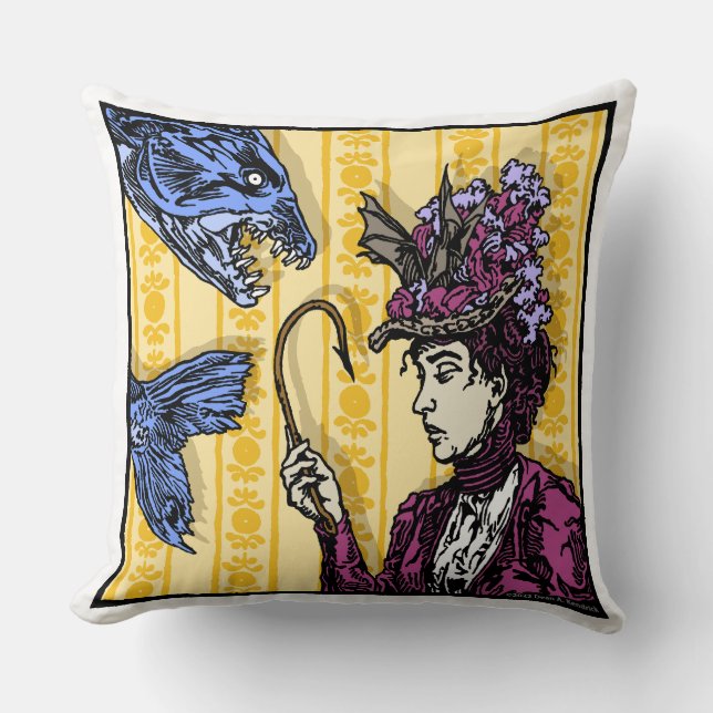 Fishhook - Pop Goth Nightmare Surreal Art Square Cushion (Front)