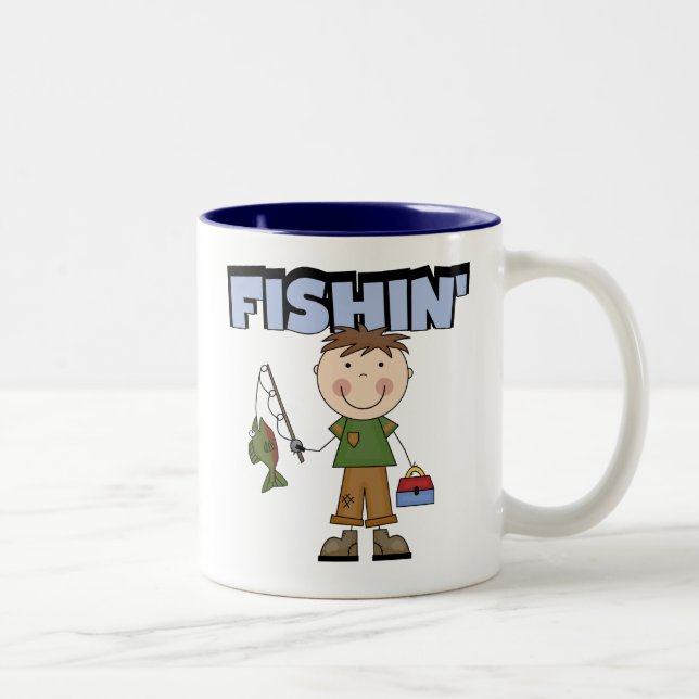 Fishin' Boy Tshirts and Gifts Two-Tone Coffee Mug (Right)