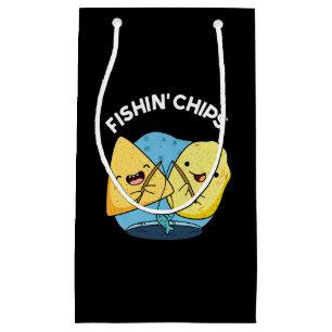 Fishin chips Funny Food Pun Dark BG Small Gift Bag