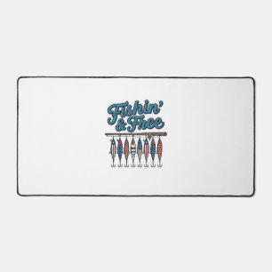 Fishin’ & Free Patriotic Fishing Lure Vintage Desk Mat