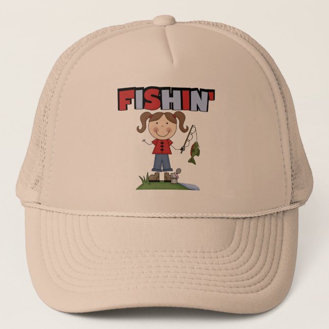 Fishin' Girl T-shirts and Gifts Trucker Hat (Front)