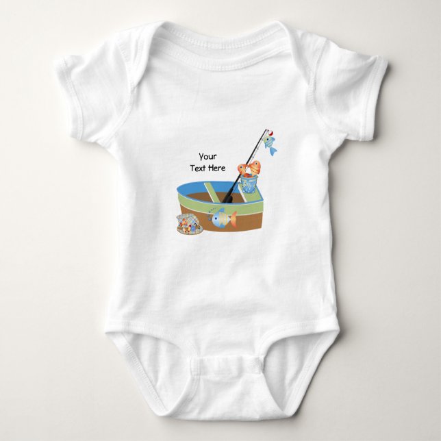 Fishing 1 (personalised) baby bodysuit (Front)
