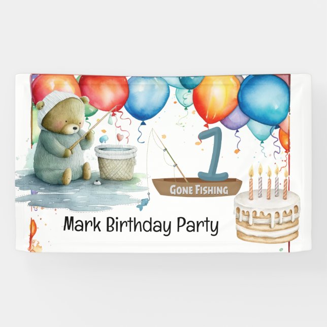 Fishing 1st Birthday for Boy  Banner (Horizontal)