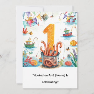 Fishing 1st Birthday for Little Anglers Party  Invitation