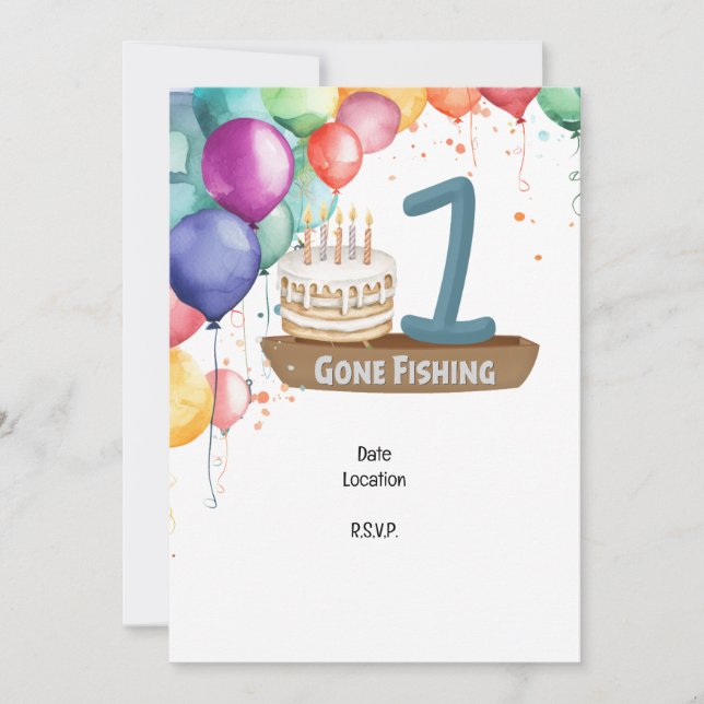 Fishing 1st Birthday  Invitation (Front)
