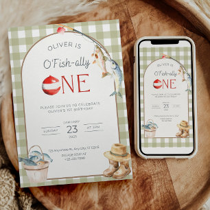 Fishing 1st Birthday Invitation O Fishally One 