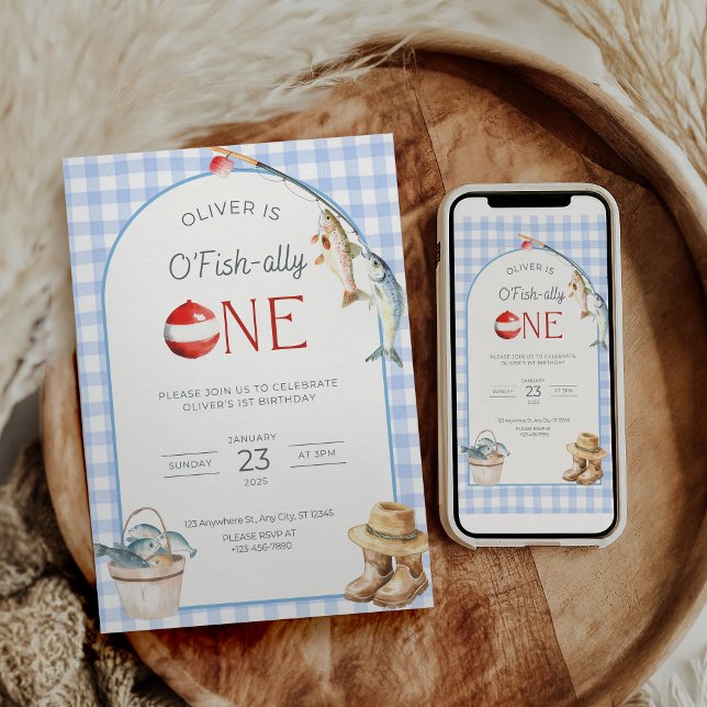 Fishing 1st Birthday Invitation O Fishally One  (Creator Uploaded)