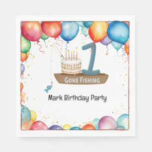 Fishing 1st Birthday  Napkin