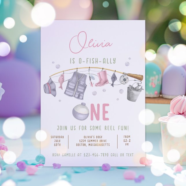  Fishing 1st Birthday O-Fish-Ally One Birthday Invitation (Creator Uploaded)