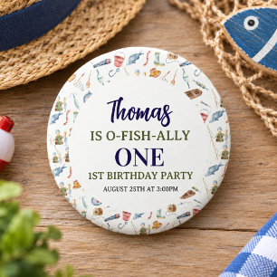 Fishing 1st Birthday O-Fish-Ally One party 3 Cm Round Badge