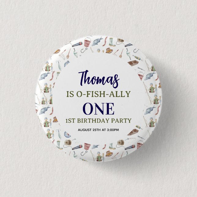 Fishing 1st Birthday | O-Fish-Ally One party 3 Cm Round Badge (Front)