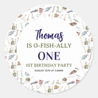 Fishing 1st Birthday | O-Fish-Ally One party Classic Round Sticker