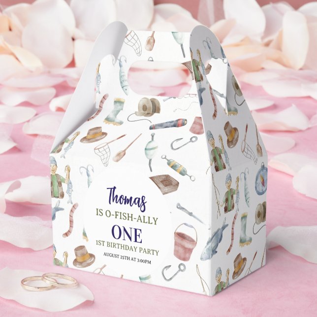 Fishing 1st Birthday | O-Fish-Ally One party Favour Box (Wedding)