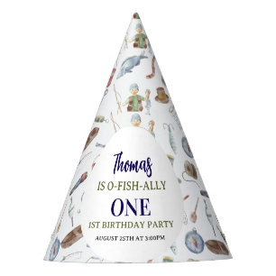 Fishing 1st Birthday   O-Fish-Ally One party Hat