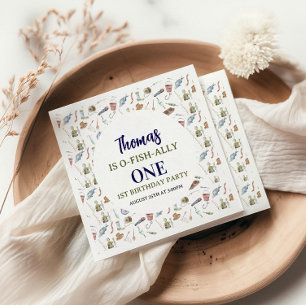 Fishing 1st Birthday O-Fish-Ally One party Napkin