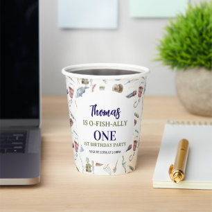 Fishing 1st Birthday O-Fish-Ally One party Paper Cups