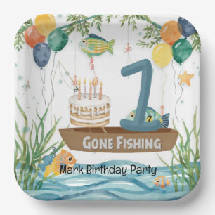 Fishing 1st Birthday  Paper Plate