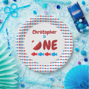 Fishing 1st Birthday Paper Plate