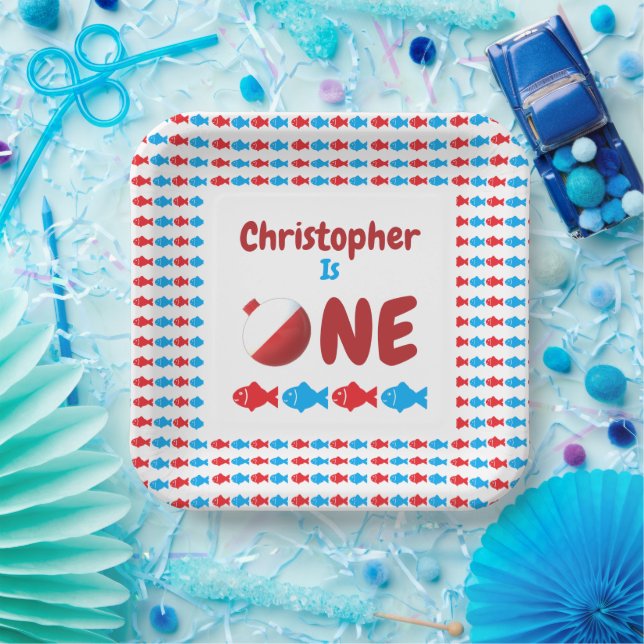 Fishing 1st Birthday Paper Plate (Party)