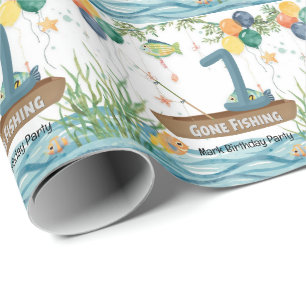 Fishing 1st Birthday Wrapping Paper