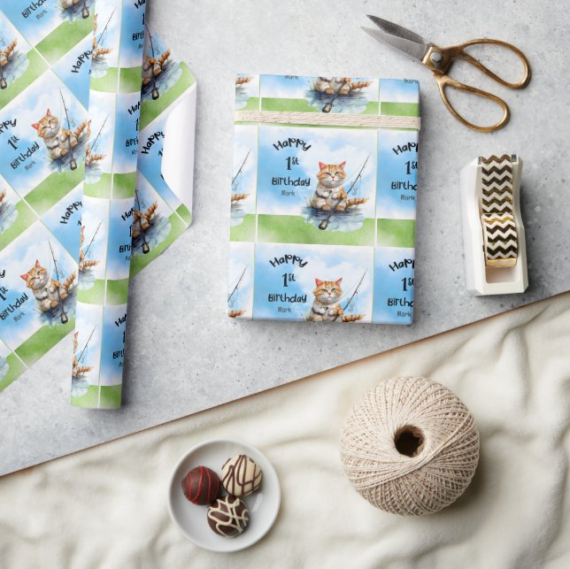 Fishing 1st Birthday  Wrapping Paper (Crafts)
