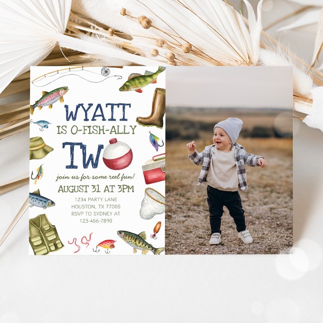 Fishing 2nd Birthday Photo Invitation (Creator Uploaded)