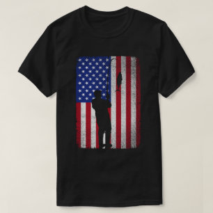 Fishing 4th Of July USA American Flag Fisherman  T-Shirt