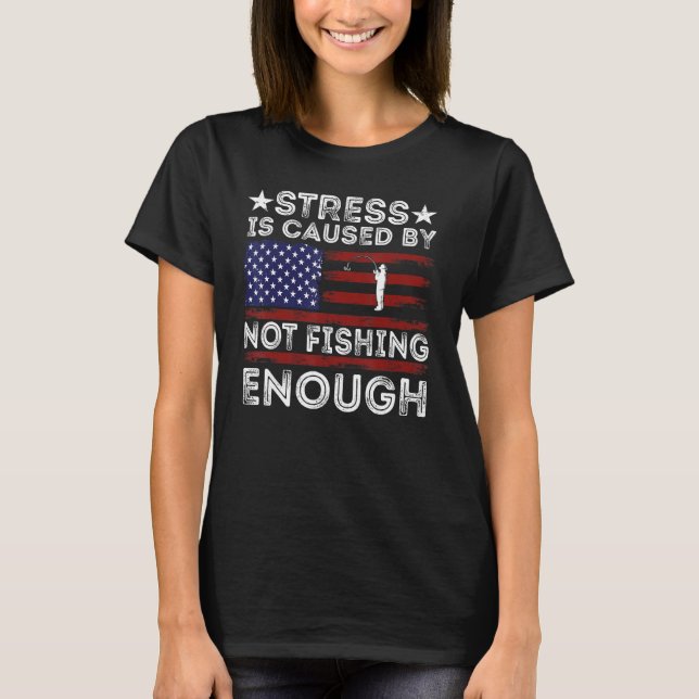 Fishing 4th Of July Usa Flag Bass Fly Fishing T-Shirt (Front)