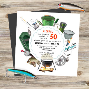 Fishing 50th Birthday Fisherman Outdoors Camping Invitation
