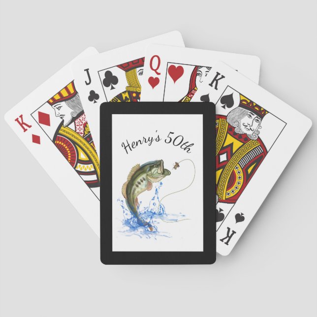 Fishing 50th Birthday Party Playing Cards (Back)