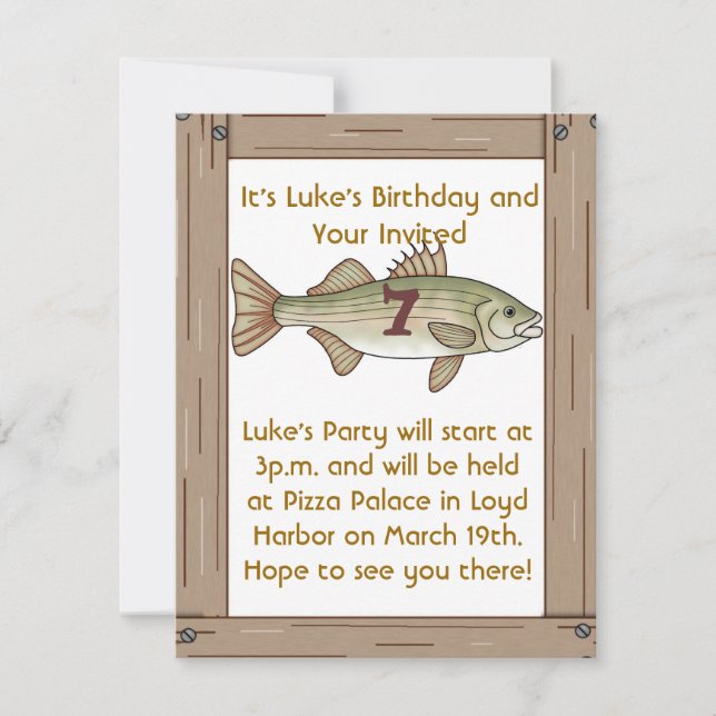 Fishing 7th Birthday Party Boys Invitation (Front)
