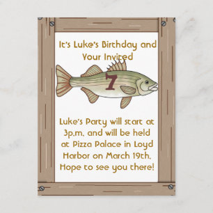 Fishing 7th Birthday Party Boys Invitation