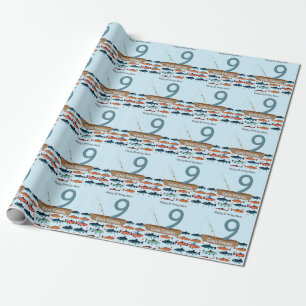 Fishing 9th Birthday Wrapping Paper